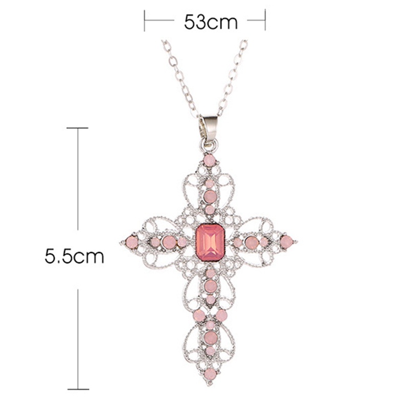 925 Sterling Silver Cross Pendant Inlaid Blue Crystal Diamond Necklace Women Jewelry Bride Wedding Accessories