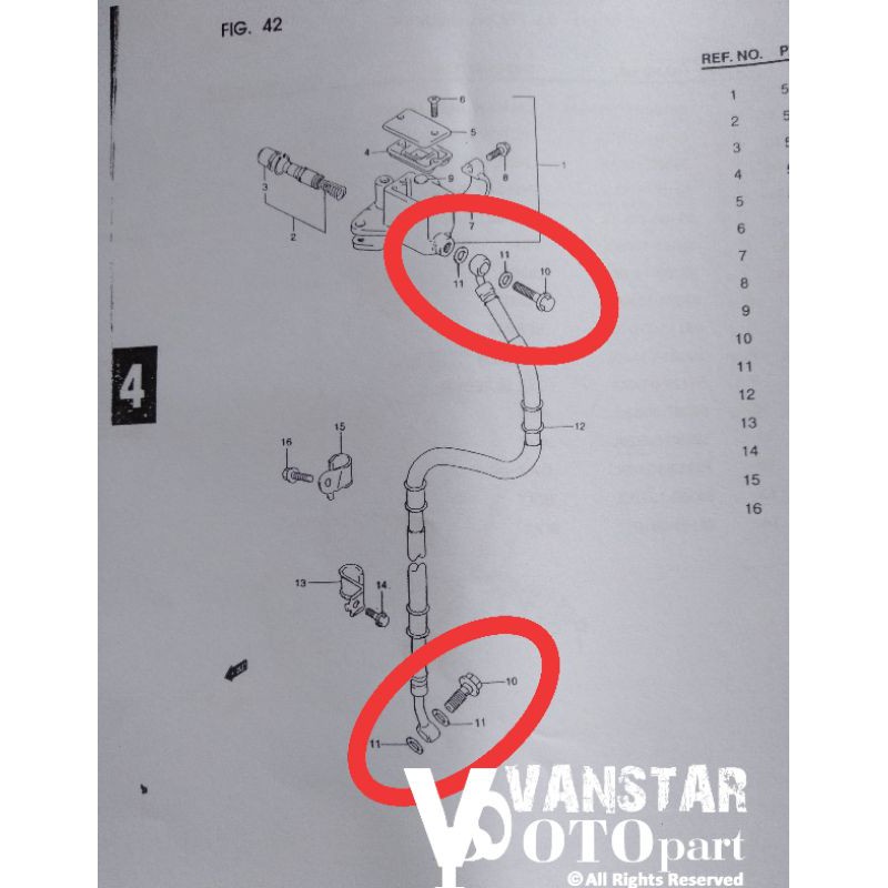 baut selang rem cakram set ring tembaga 2 biji