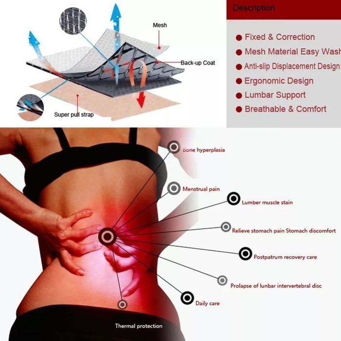 Terapi Pinggang / Tourmaline Self Heating Magnetic Therapy Back Waist