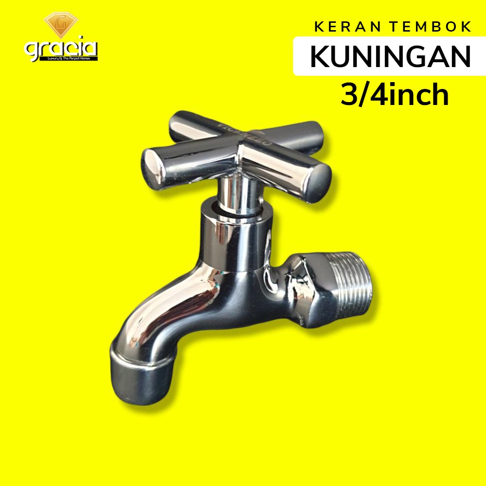 Kran Air Tembok / Taman Kuningan 1/2inch / Keran Air Kuningan 3/4inch / Kran Bahan Kuningan / Kran Cabang Kuningan