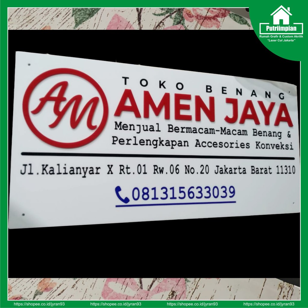 Custom Plang toko 30x60,Custom signage logo akrilik - Dekorasi Dinding Jyran93