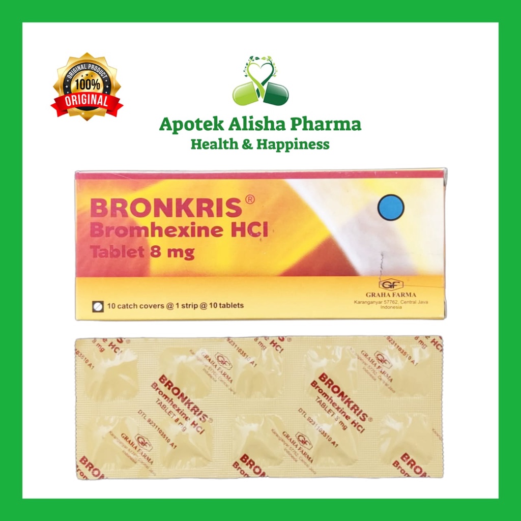 BRONKRIS Strip 10 Tablet - Obat Batuk Bromhexin Pengencer Dahak