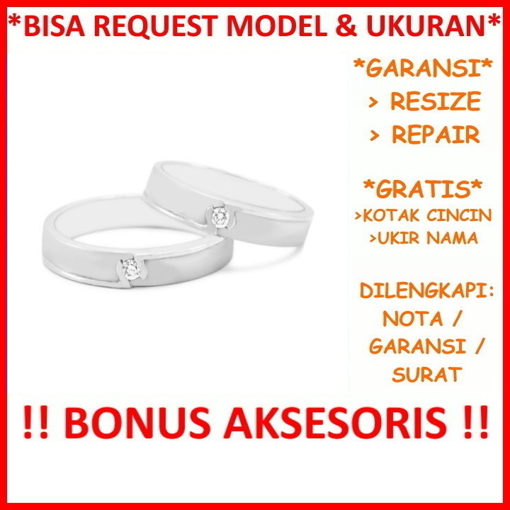 Gratis Ukir Nama Garansi Silver Asli Bisa Pesan Model Cincin Kawin Couple Perak Tunangan Nikah Id509