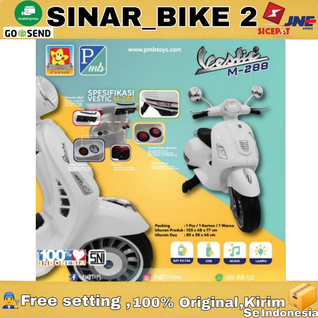 Mainan Anak Motoran Aki Vespa PMB M-288