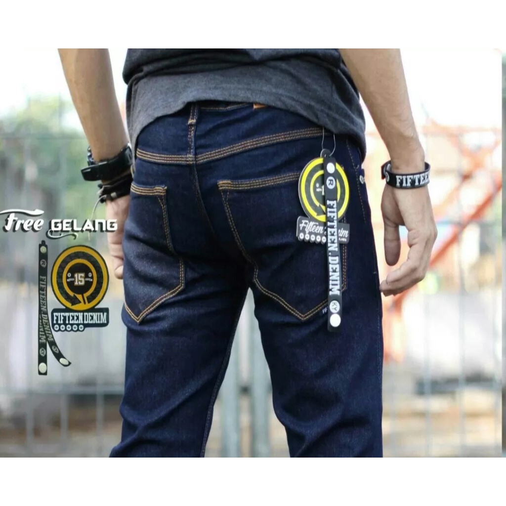 Celana Jeans Pria Lelaki Dewasa Hitam Pensil Slimfit Slim Fit Slimpit Slim Pit Skinny Stretch Street Setrit Strit Karet Melar / Levi/ Jins Panjang / Jens / Lepis / Sepan / Cowok / Cowo / Murah / Distro / Keren / Gaul / Item Polos/ FIFTEEN DENIM TERLARIS