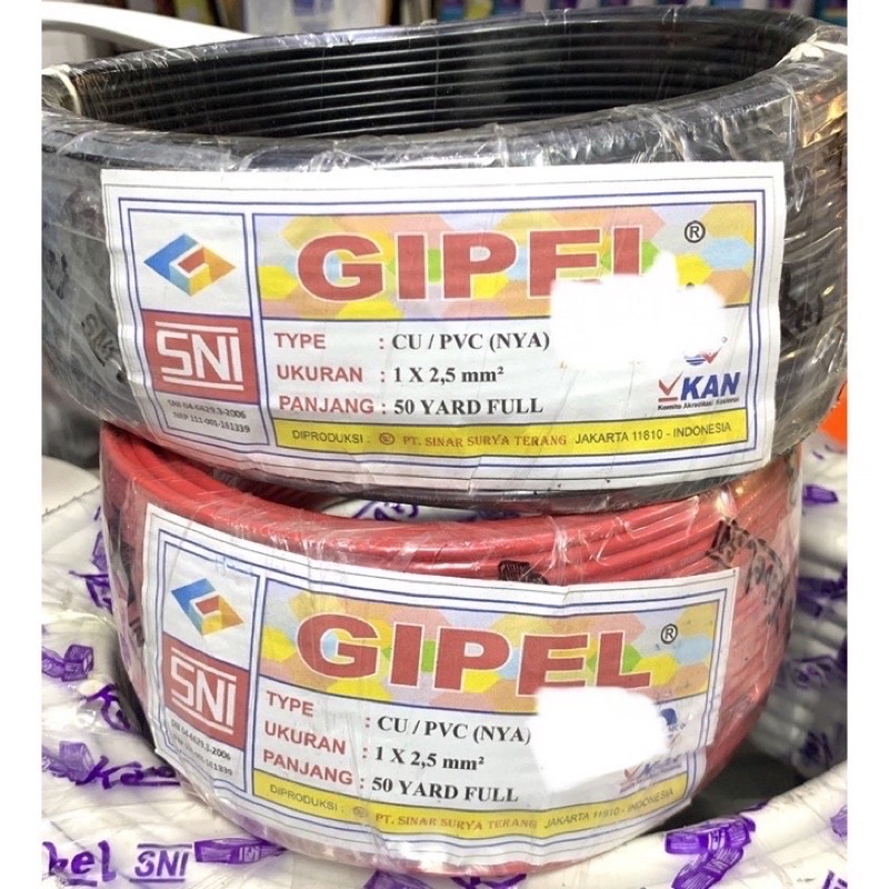 Kabel Listrik Gipel NYA 1 x 2,5 mm 1x2,5 SNI LMK 50M 50meter Kawat Tunggal ASLI TEMBAGA