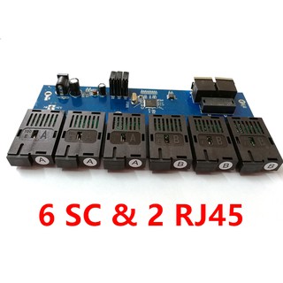 10/100Mbps 6 SC Port 2 RJ45 Port Fiber Converter PCB Switch