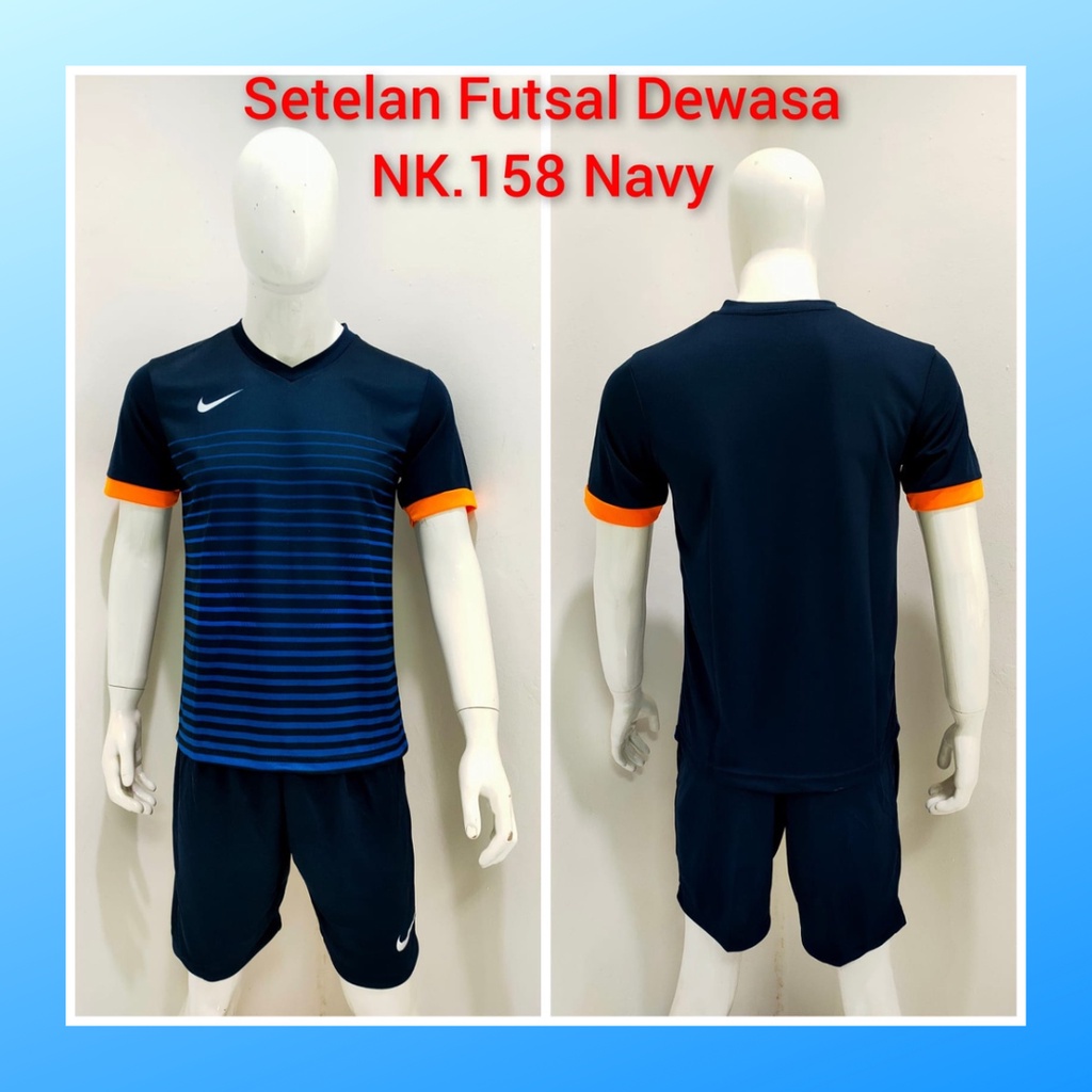 jersey futsal pria kaos sepak bola baju dan celana setelan wanita dewasa t-shirt outfit seragam jarsey kostum olahraga pakaian apparel print sport jersy soccer casual jersi suit NK158 navy