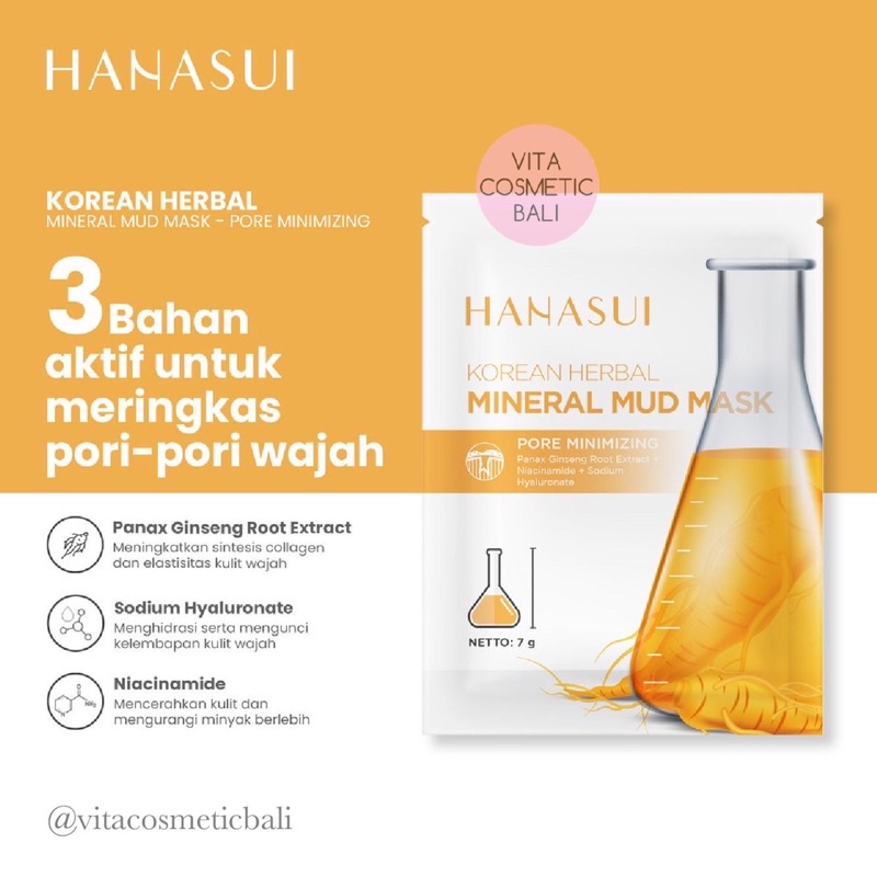 Hanasui Mineral Mud Mask Korean Herbal Masker Wajah Face Mask