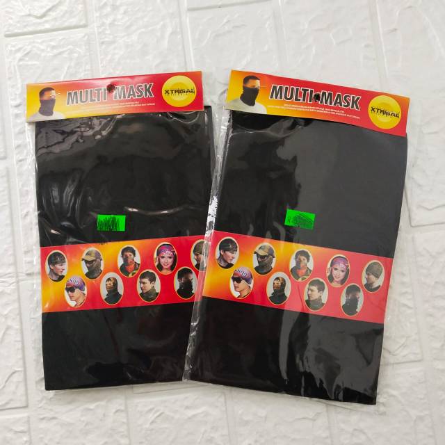 Masker wajah pria hitam polos / tutup penutup muka / anti debu