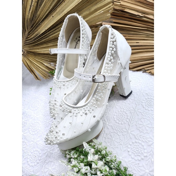 sepatu Wedding wanita Maudi putih 10cm