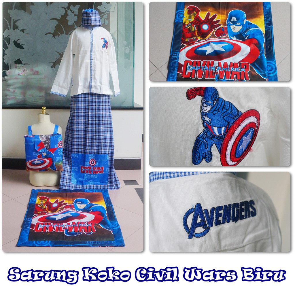 Baju Koko Anak Avenger Biru ( BAJU NYA SAJA )