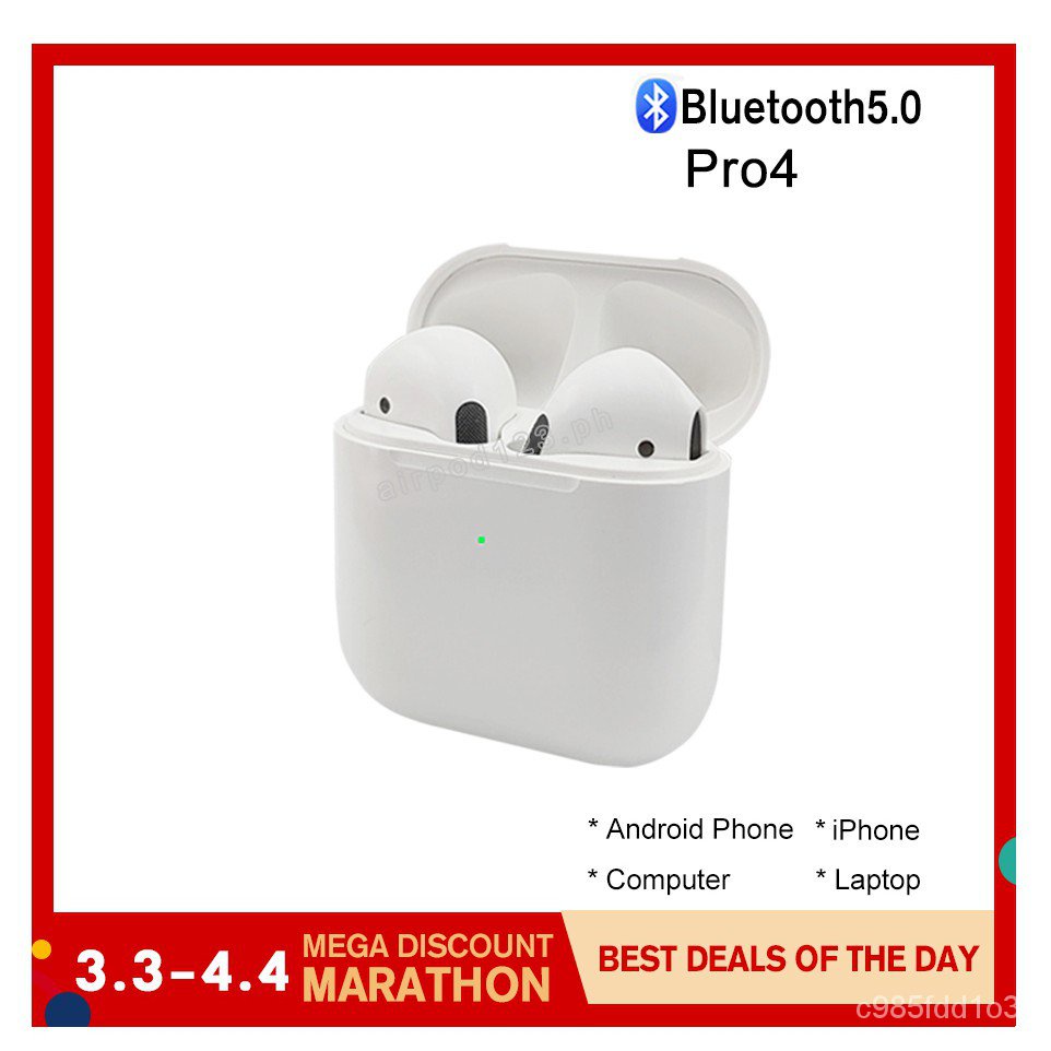 Earphones Pro4 TWS  Wireless  Airdods Bluetooth Headphone Earbuds inPods for Phone/Computer/Laptop