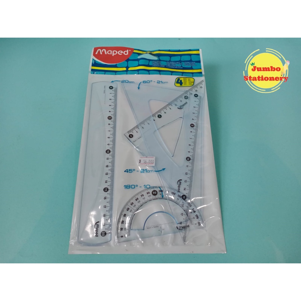 Maped 4 Piece Geometry Set Penggaris Set Busur Segitiga Sedang 242820