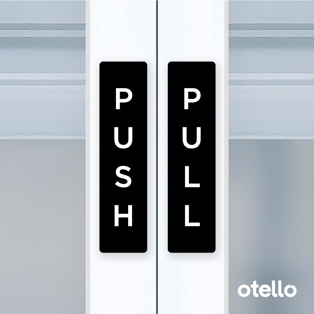 Otello Label Push Pull Sign Acrylic Modern Minimalist Signage Board Label Akrilik Kayu Pintu Tempel Sticker Pintu Kafe Restoran Kantor Gedung