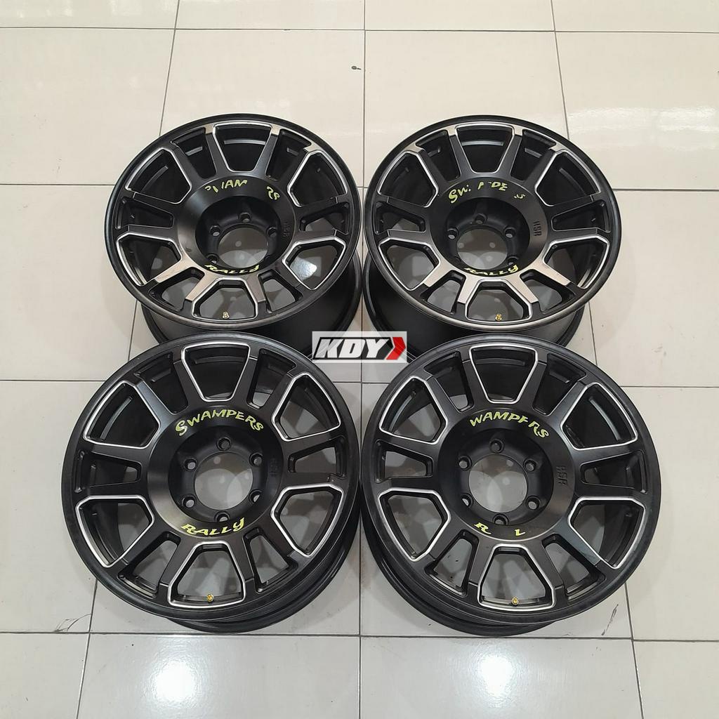 Velg Bekas Murah Copotan Mobil Original HSR SWAMPERS RING 18X9 H6X139.7 ET 0 BLACK