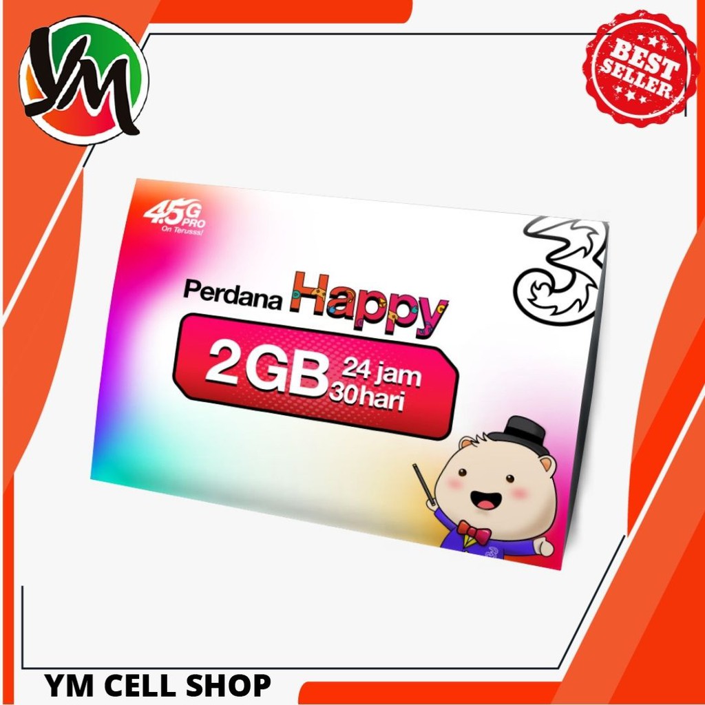 KARTU PERDANA KUOTA INTERNET TRI HAPPY 4GB+ Bonus Kuota  30 HARI