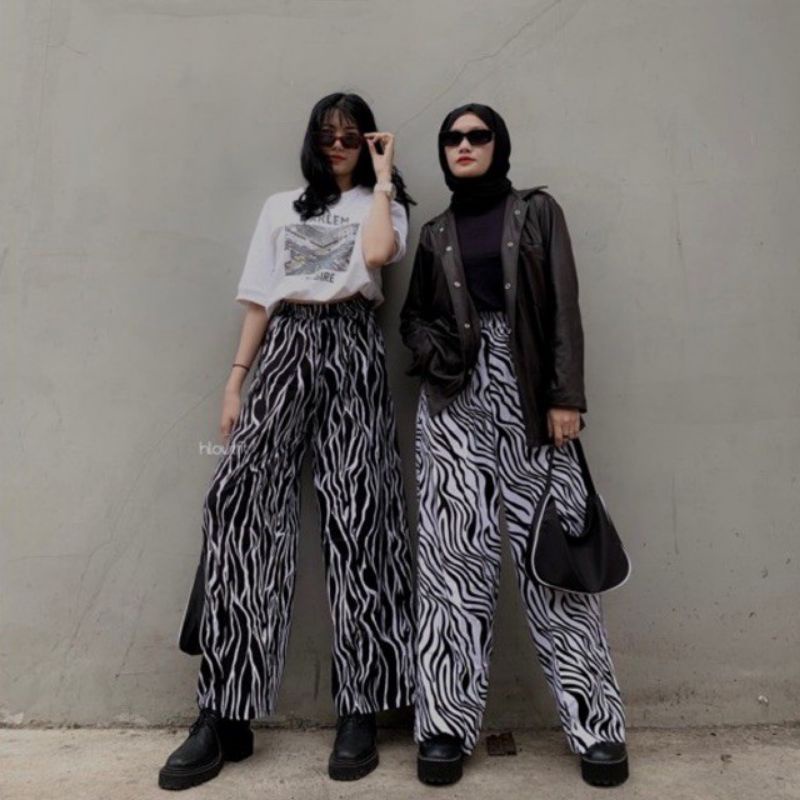 Celana kulot Rayon highwaist motif zebra / KULOT WANITA ANIMAL MOTIF , ZEBRA
