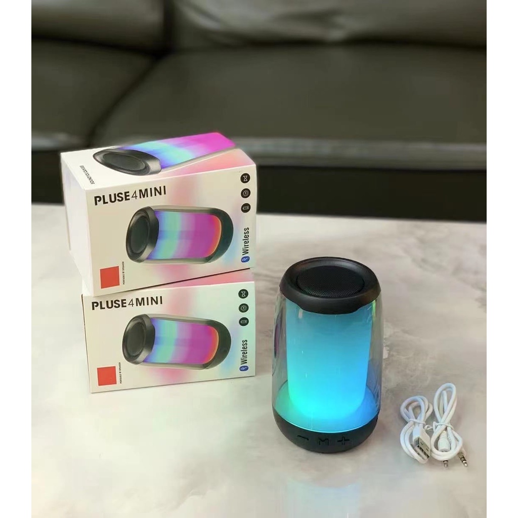 Speaker Bluetooth PULSE 4 Mini Spiker Mini Portable PULSE4 Sepiker Mini Super Bass Lampu LED