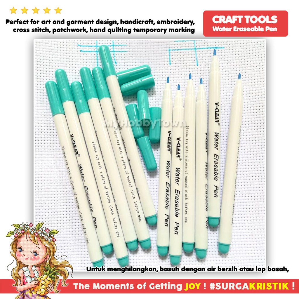 Water Erasable Pen Spidol Penanda Kain Fabric Marker Tinta Hilang Dengan Air