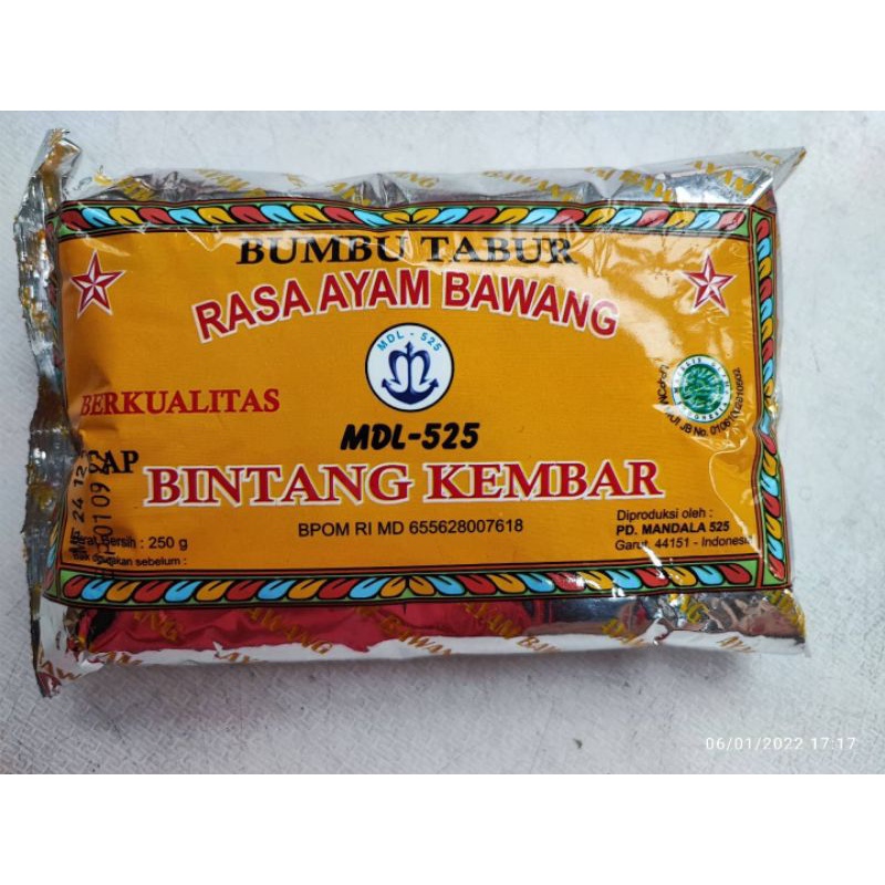 

BUMBU PENYEDAP RASA AYAM BAWANG CAP BINTANG KEMBAR 250 GRAM