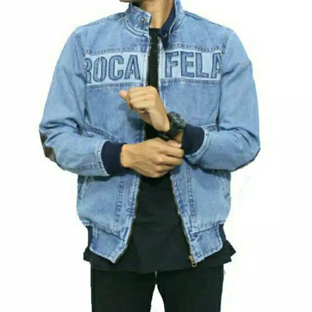 JAKET JEANS PRIA ROCAFELA BORDIR DADA / JAKET JEANS ORIGINAL ROCAFELA