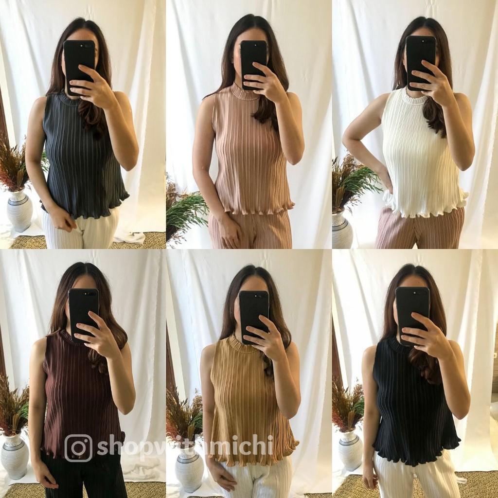 MANDA TOP - Baju Bangkok Original / Atasan Casual Pleats Plisket Premium