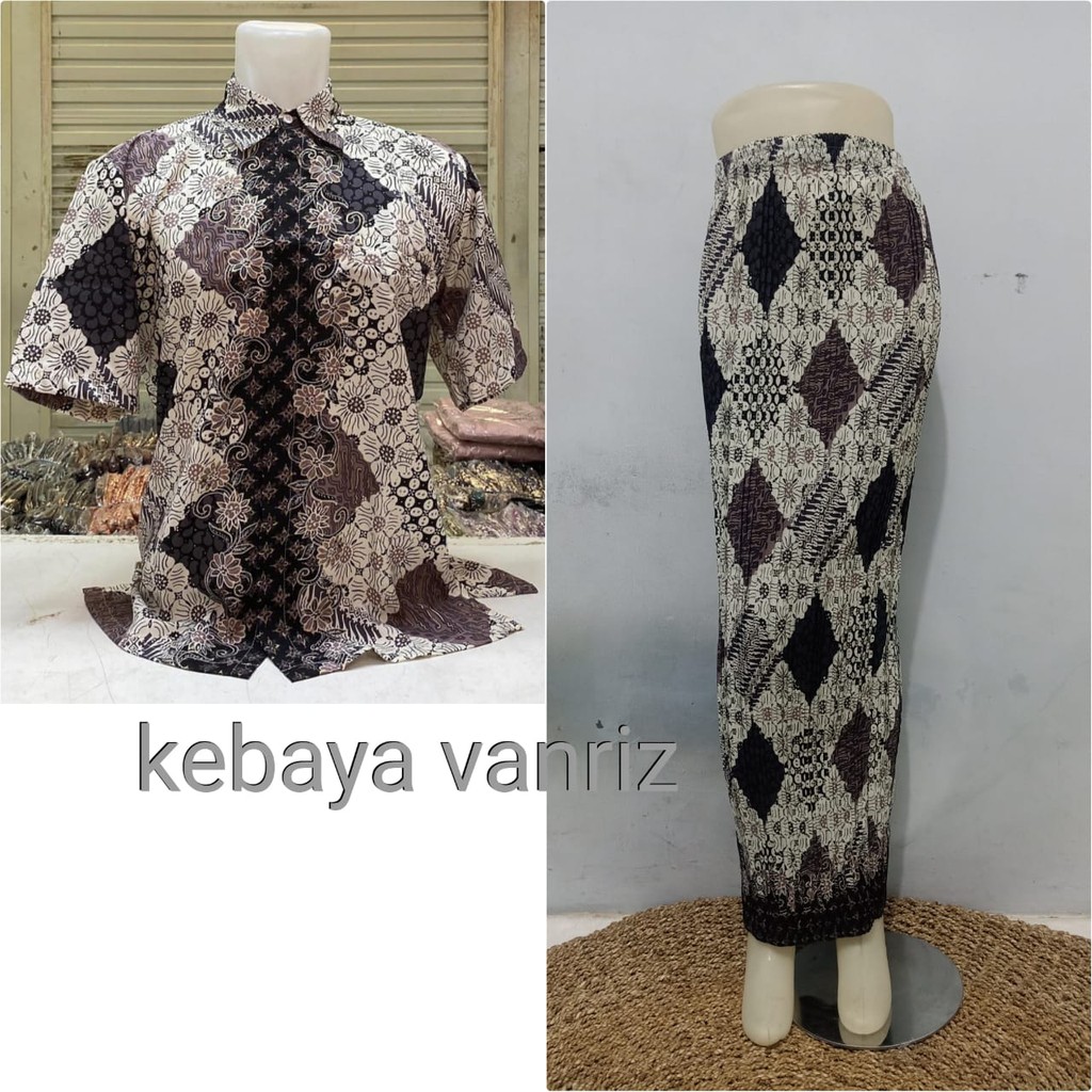 BATIK COUPLE/KEMEJA BATIK COUPLE/BATIK COUPLE LENGAN PENDEK/ROK PLISKET COUPLE