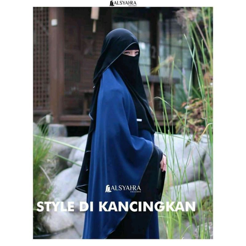 Niqab Butterfly Kancing Sifon Jetblack Alsyahra Exclusive