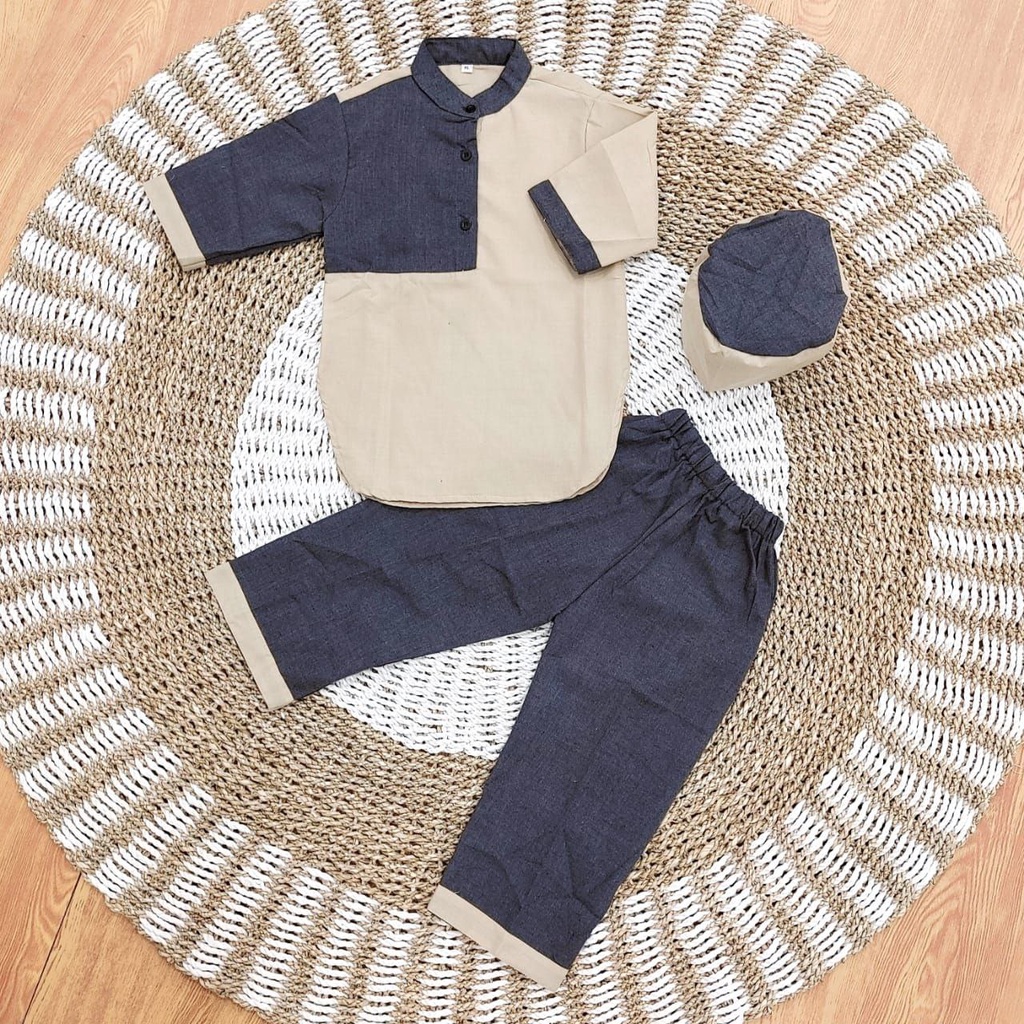 Setelan KURTA Baju Koko Anak | Koko set KURTA Anak Laki-Laki + Peci Terbaru 1 - 7 Tahun