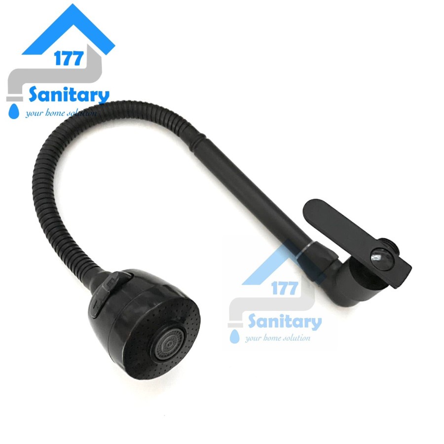 Kran Angsa Flexible Hitam Matte 2in1-Keran air Sink Tembok Dapur Cuci Piring/Kitchen Faucet Flexible 56-1A