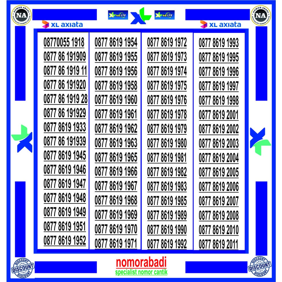 nomor cantik xl 4G tahun H75