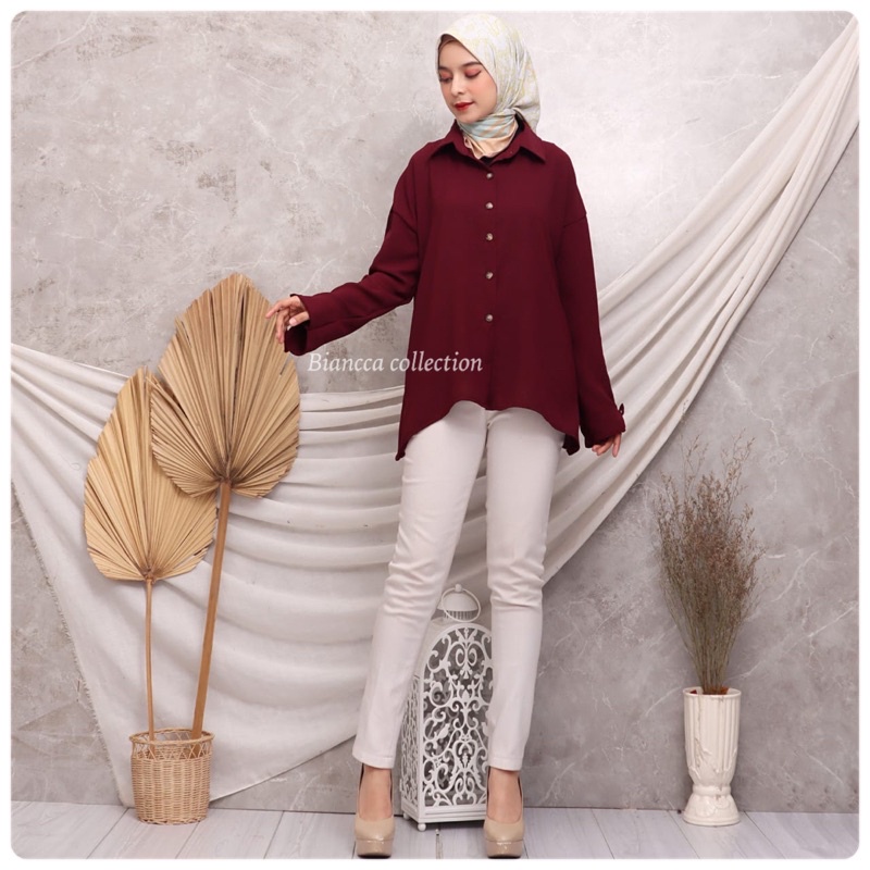 CASSY BLOUSE ATASAN CRINKLE TANGAN SERUT ATASAN CRINKLE ATASAN MUSLIM