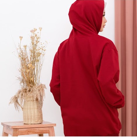 Sweater Hoodie Polos Oversize Jaket Pria Wanita Premium WARNA MAROON