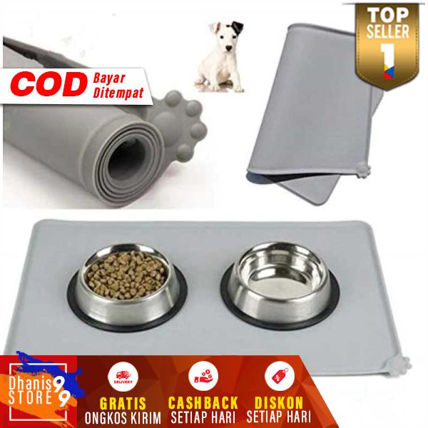 Matras Tempat Makan Kucing Anjing Pet Food Mat Dog Cat Bahan Silicone Karpet Lantai Waterproof Berkualitas