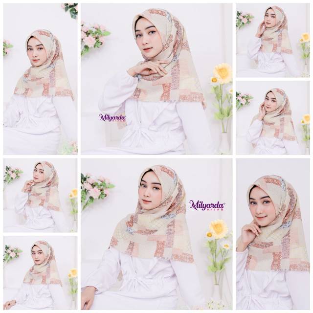 segi empat motif kain dan masker lexy Milyarda Hijab