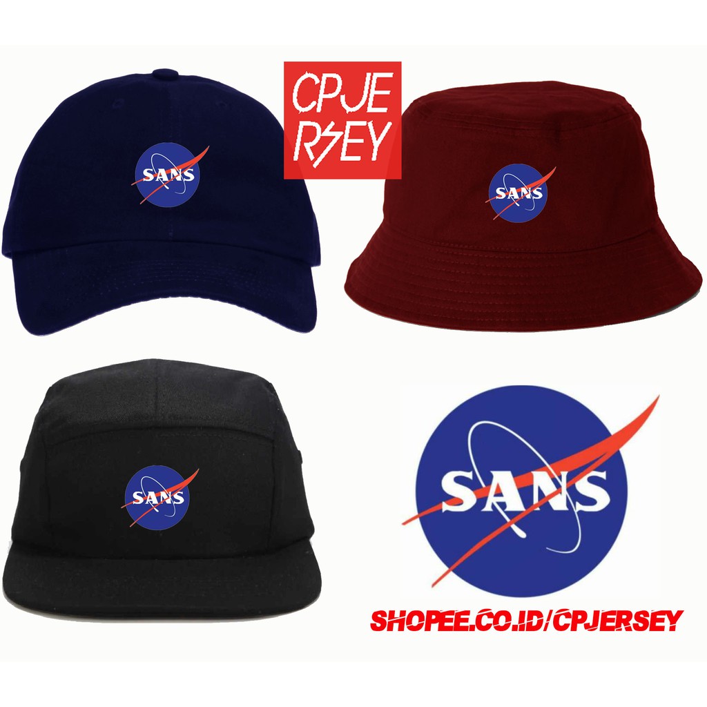 Topi Baseball Sans Nasa Logo Bordir Snapback 5 Panel Baseball Cap Bucket Hat Five Panels