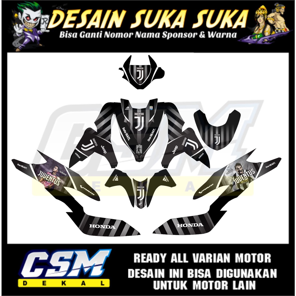 decal motor sticker vario new vario 150 2019/2021 striping keren juventus
