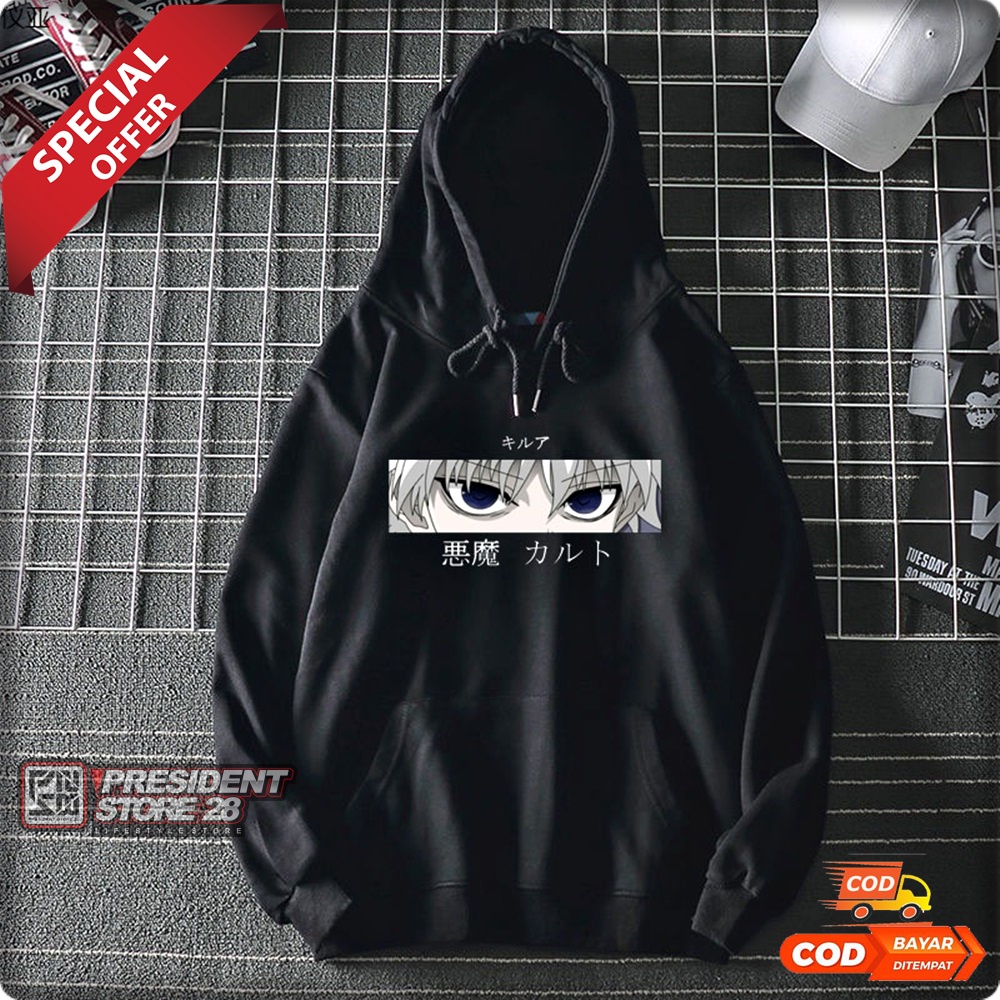 Sweater hoodie pria HUNTER X HUNTER distro pria bahan fleece / hoodie anime killua hunter x hunter ready M L XL XXL / Hoodie Bahan Tebal / Hoodie anime