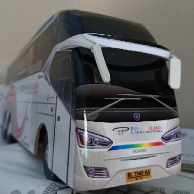 miniatur Bus bis / mainan bus bis Putra pelangi Double deker