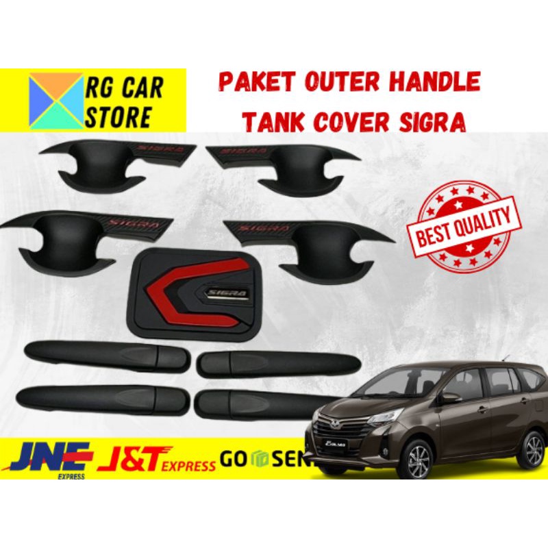 PAKET OUTER HANDLE TANK COVER SIGRA BLACK DOFF LIST MERAH DIJAMIN PNP BERKUALITAS