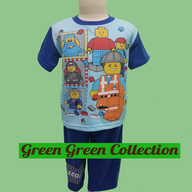 Piyama kaos anak premium lego movies blue/red