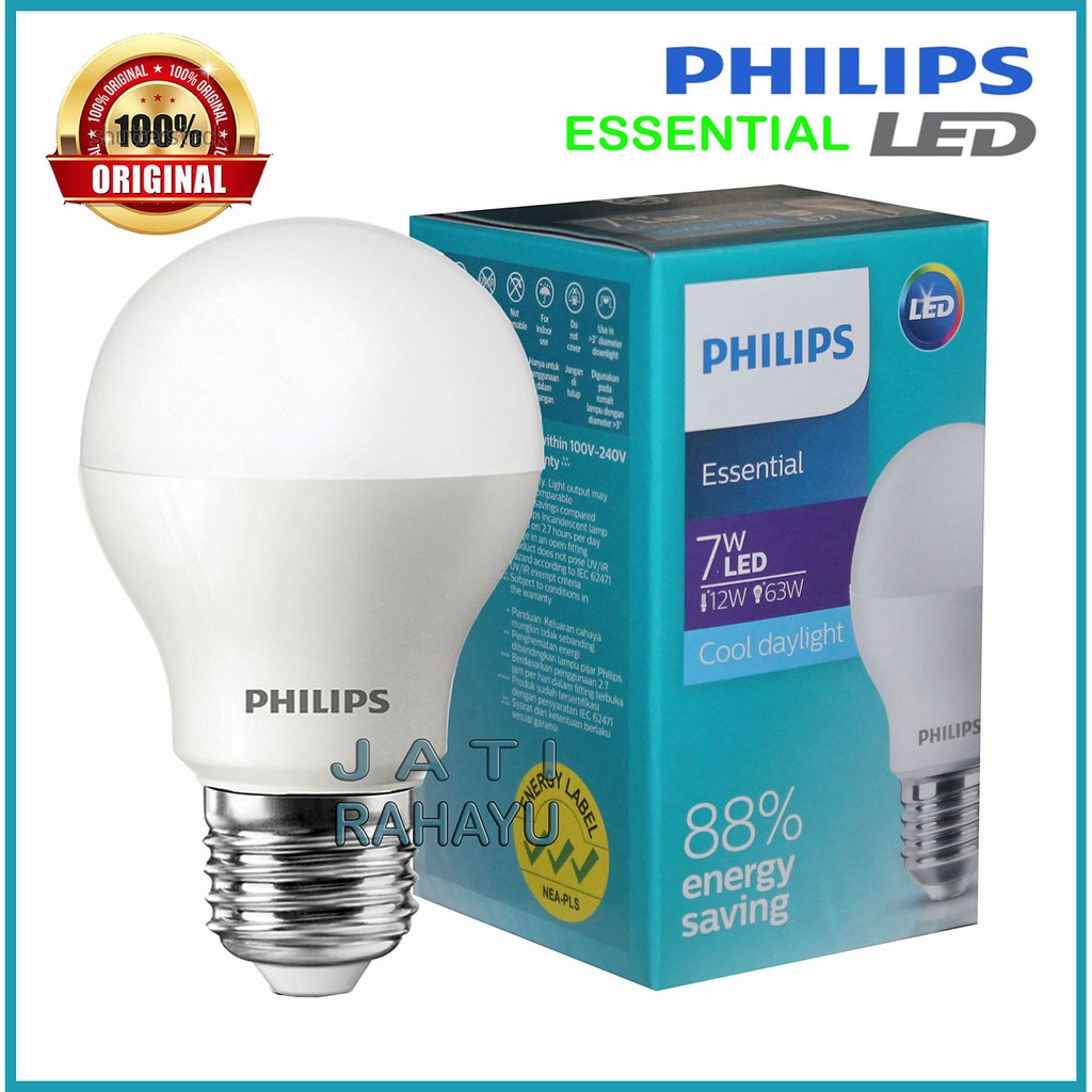 PHILIPS LAMPU LED ESSENTIAL 7W 7 WATT PUTIH COOL DAYLIGHT