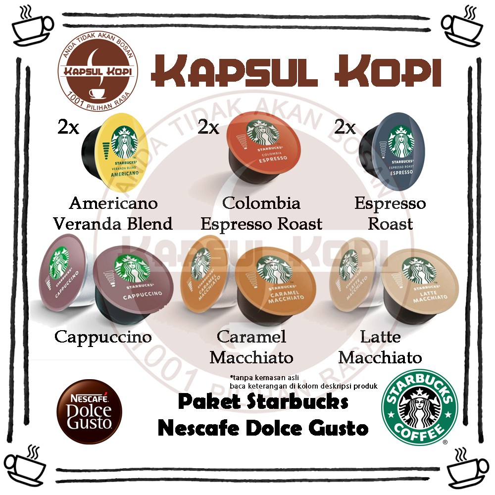 

Paket Starbucks Collection Nescafe Dolce Gusto Kapsul Kopi Coffee Capsule