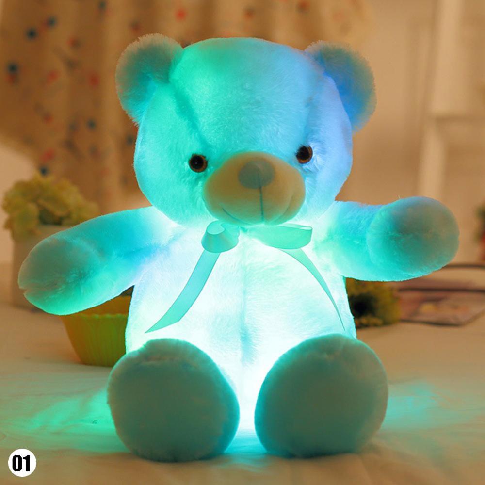 Timekey Boneka Plush Beruang Dengan Lampu LED Warnawarni Ukuran 30cm F7Y9