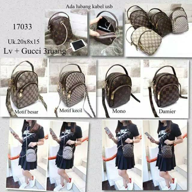 Tas selempang lv usb mini 3ruang
