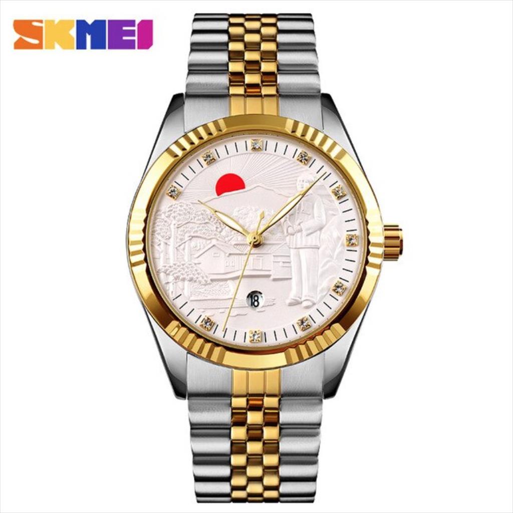 Jam Tangan Luxury Pria SKMEI 9233 Analog Date Stainless Steel Wrist Watches