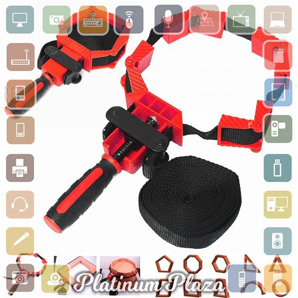 ACAMPTAR Alat Penjepit Bingkai Kayu Adjustable Rapid Corner Clamp Strap Band 4 Jaws - A`2NVLVL-- Red