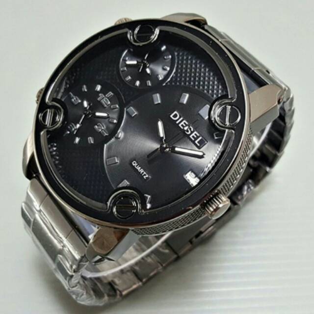 Jam tangan cowok / diesel 3 time rantai full black