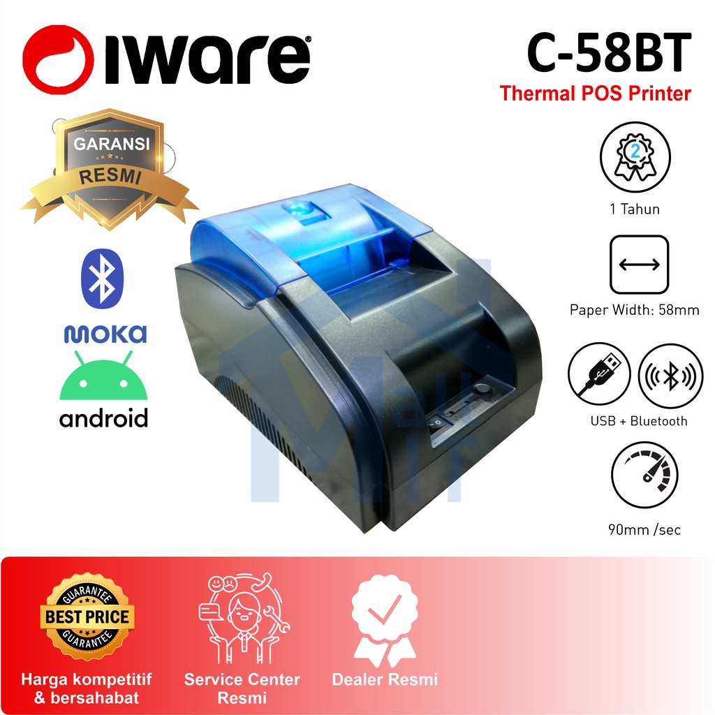 PRINTER IWARE BLUETOOTH C58BT C-58BT C58-BT KASIR POS MOKA PAWOON KUDO